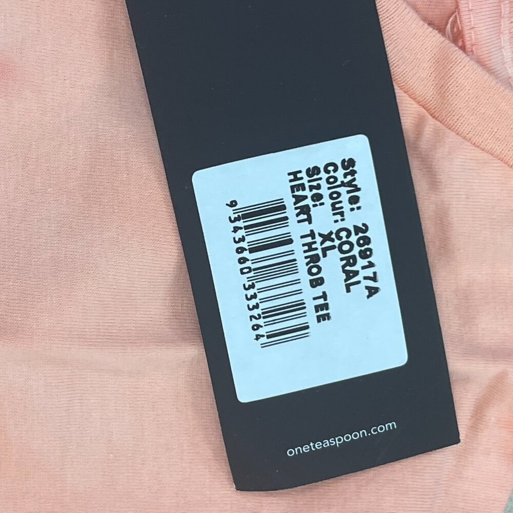 Free People/One Teaspoon Heart Throb Tie Dye Boyfriend Tee-Coral Pink - XL - NWT - Picture 5 of 10